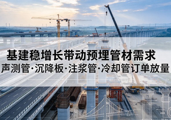 乌翠基建稳增长带动预埋监测管材需求，声测管、沉降板、注浆管订单持续放量